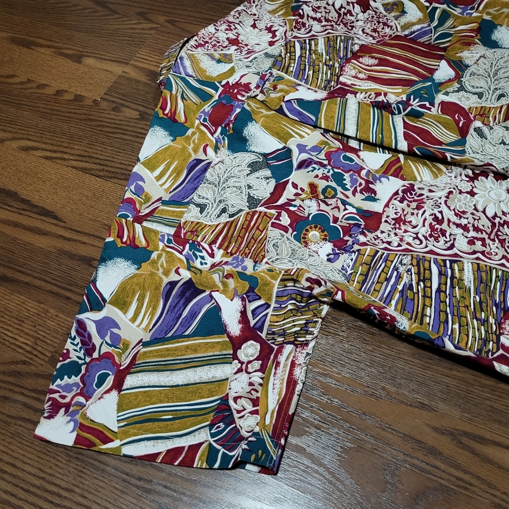 Vintage 80s HENRY GRETHEL Floral ABSTRACT Paisley Print Button-up Collared Shirt - Picture 4 of 15